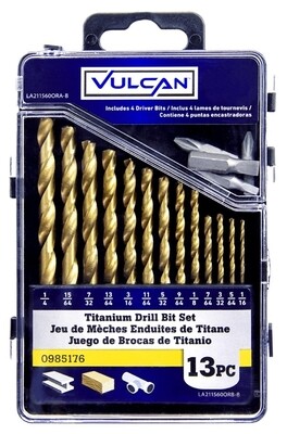 VULCAN 13PC TITANIUM DRILL BITS