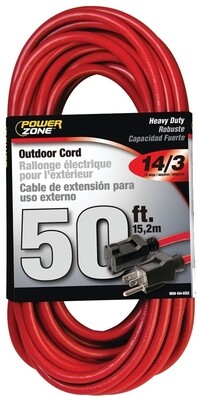 50' 14/3 OUTDOOR EXT CORD RED