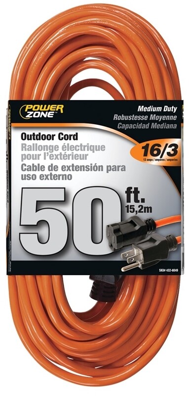 50' 16/3 OUTDOOR CORD ORANGE