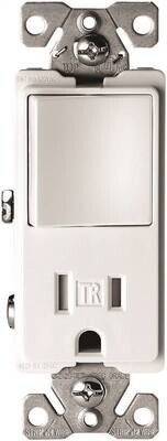 Decora Switch-Outlet White 15A COMB
