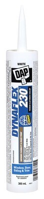 300 mL DAP DYNAFLEX 230 white latex sealant for window door siding trim, paintable in 2 h, mold‑resistant
