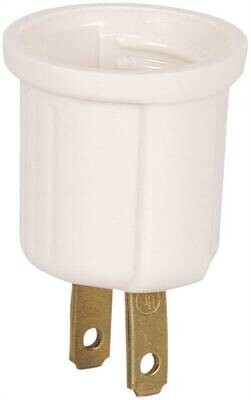 SOCKET ADAPTOR 125V PLUG X MED BASE