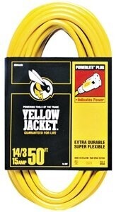 SINGLE LIGHTED 50' 14/3 SJTW YELLOW