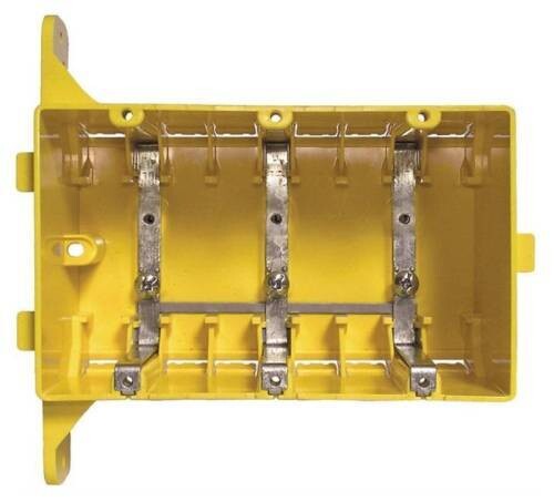 3 GANG BOX - PLASTIC YELLOW