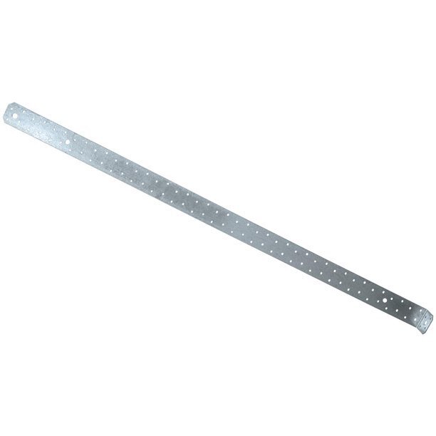 MSTC48B3 pre-bent strap tie made of galvanized steel for angled wood connections and framing.