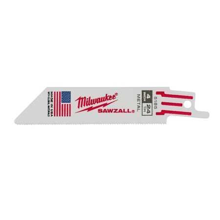 Milwaukee 4" 24 TPI Thin Kerf Metal Sawzall Blade