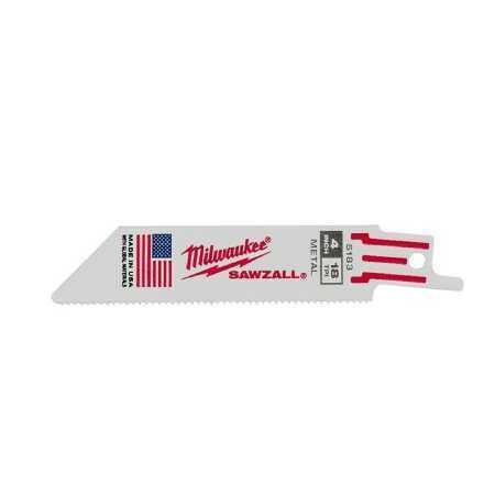 Milwaukee 4" 18 TPI Thin Kerf Metal Sawzall Blade