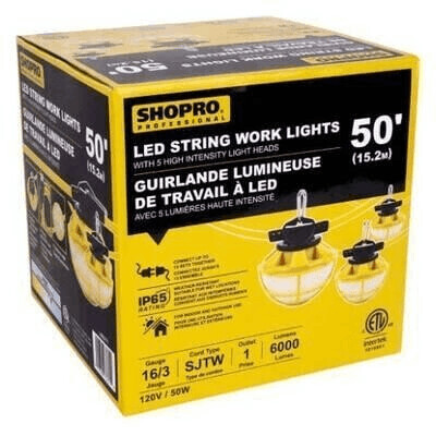50' LED String Work Lights 16/3 SJTW