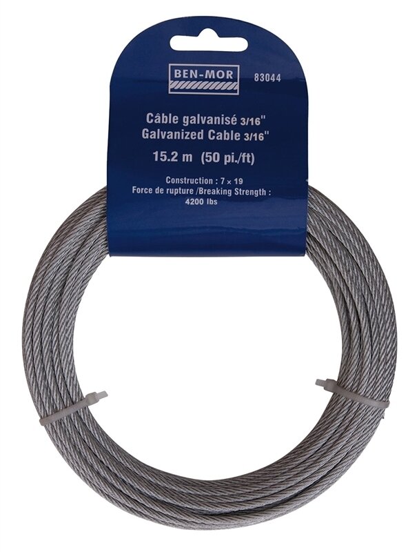 Aircraft Cable Galvanized (3/16" x 50')