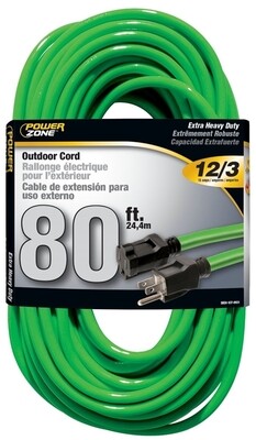 POWERZONE 80' 12/3 OUTDOOR CORD GREEN