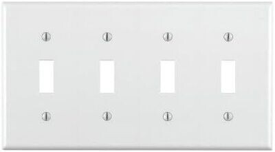 4 GANG TOGGLE PLATE WHITE
