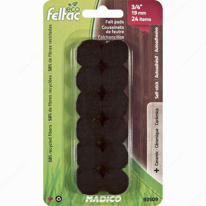 3/4" BLACK ROUND FELT PADS 24PCS