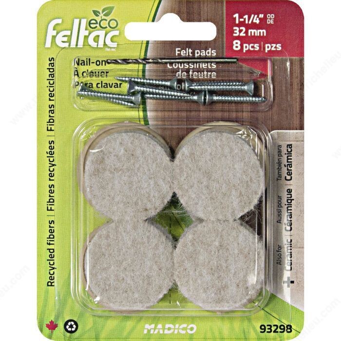 BEIGE SCREW ON FELT PADS 9PCS