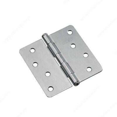 4" BUTT HINGE 1/4" RADIUS BRUSHED CHROME