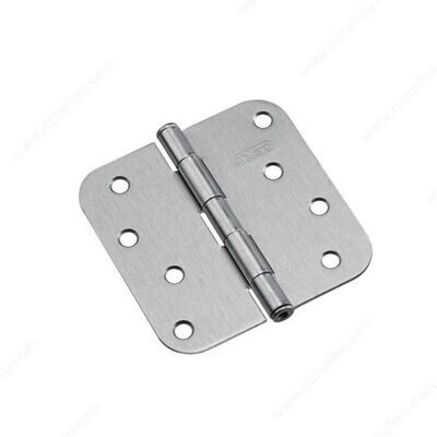 4" BUTT HINGE 5/8" RADIUS BRUSHED CHROME