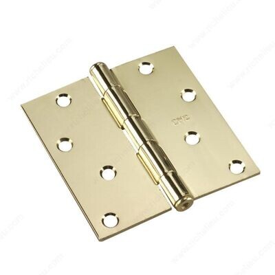 4" BUTT HINGE SQUARE BRASS
