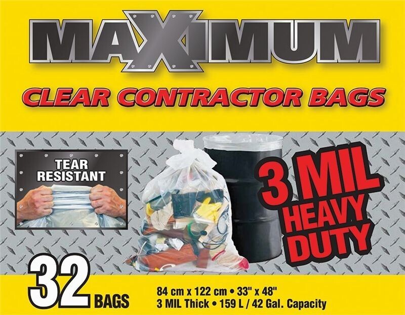 MAX GARBAGE BAGS CLEAR 32PC 33" X 48"