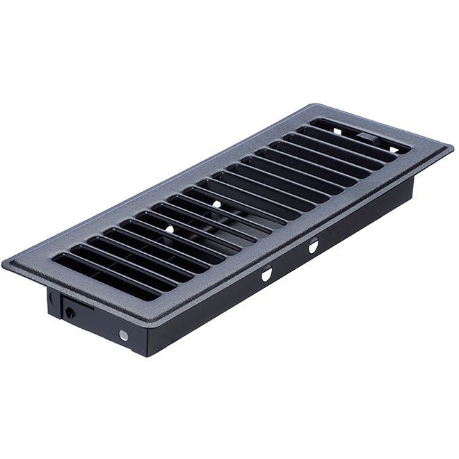 4" X 10" Metal Floor Register Black