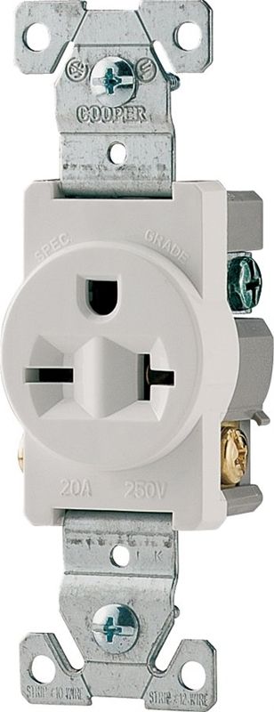 20A, 250V SGL REC WHITE