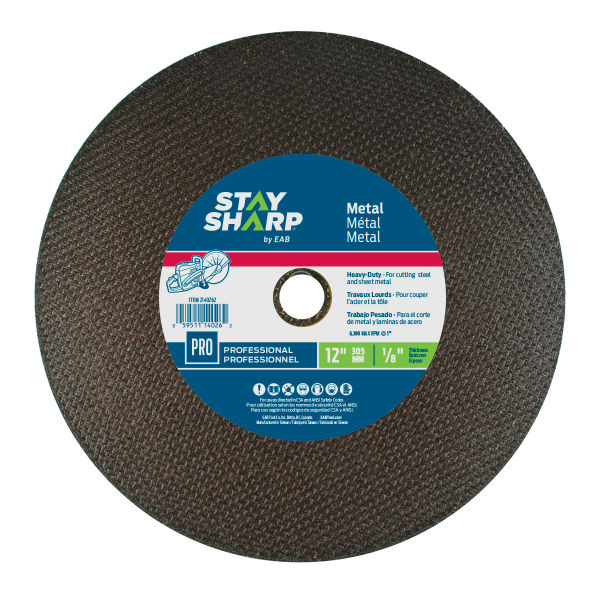 12" x 1/8" Metal Cutting Flat Wheel Type 1 Professional Abrasive