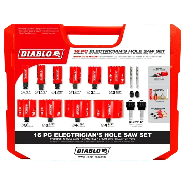 Diablo 16pc Electricians Bi-Metal Hole Saw Set