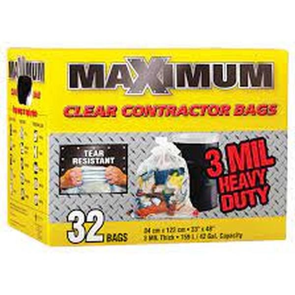 Maximum Garbage Bags Clear 32pcs 33" x 48"