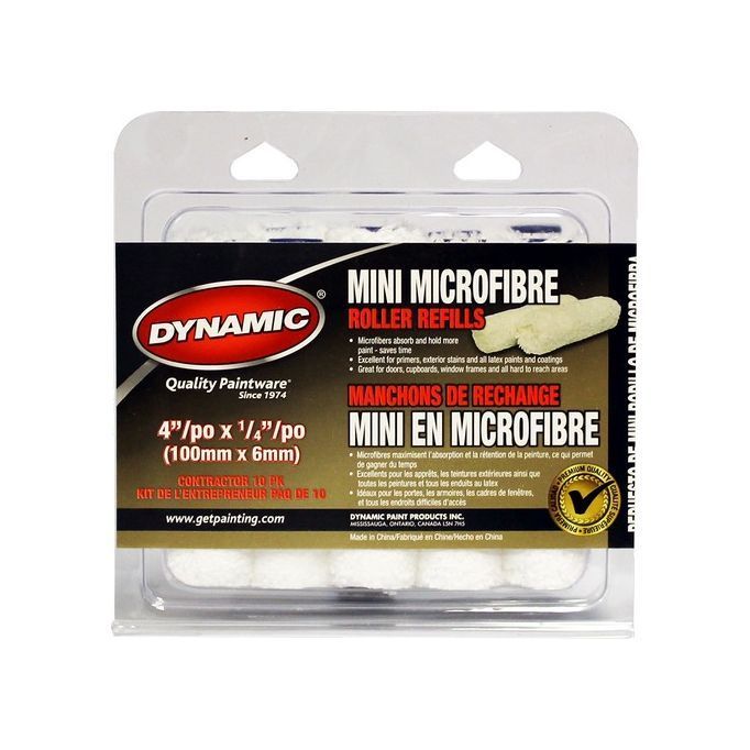 Dynamic 4" Microfiber Refills 6mm (1/4") Nap 10 Pack
