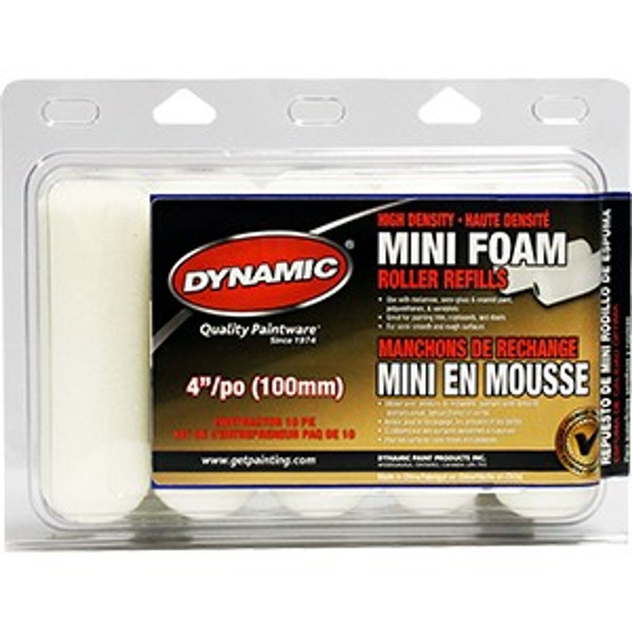 Dynamic 4" Foam Mini Roller Refills 10 Pack