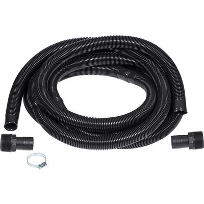 1 1/4 A 20 inch black sump pump hose with two 1 1/4 inch fittings.