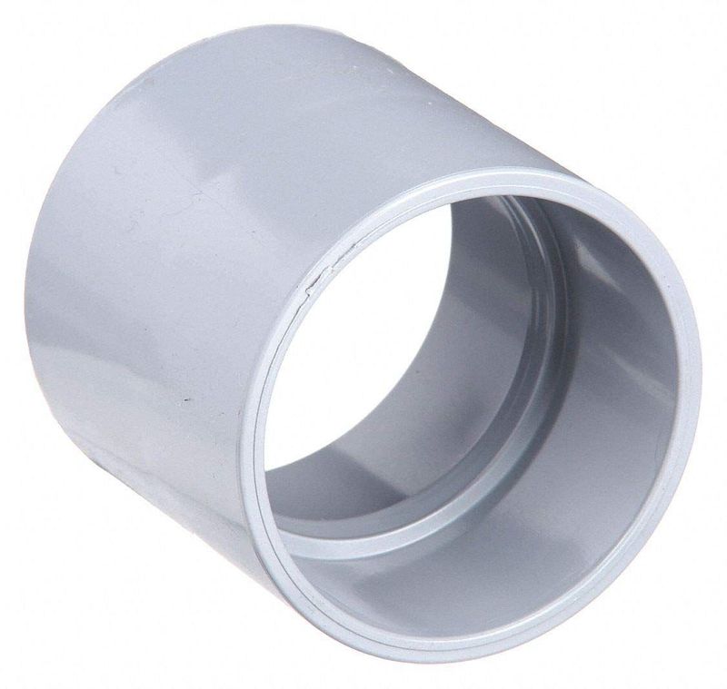 3 inch PVC coupling, for joining drain and vent pipe.
