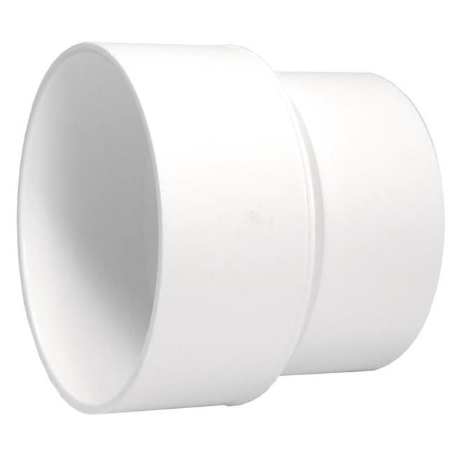 4 inch by 3 inch PVC reducing coupling for joining mismatched pipe sizes.