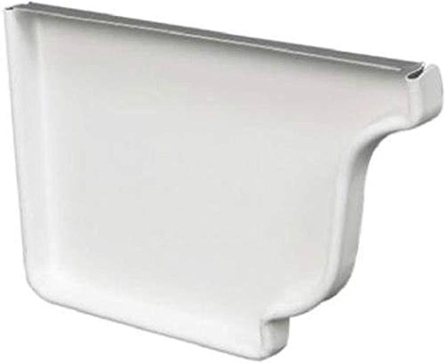 4 inch white left hand gutter end cap for finishing a gutter run.