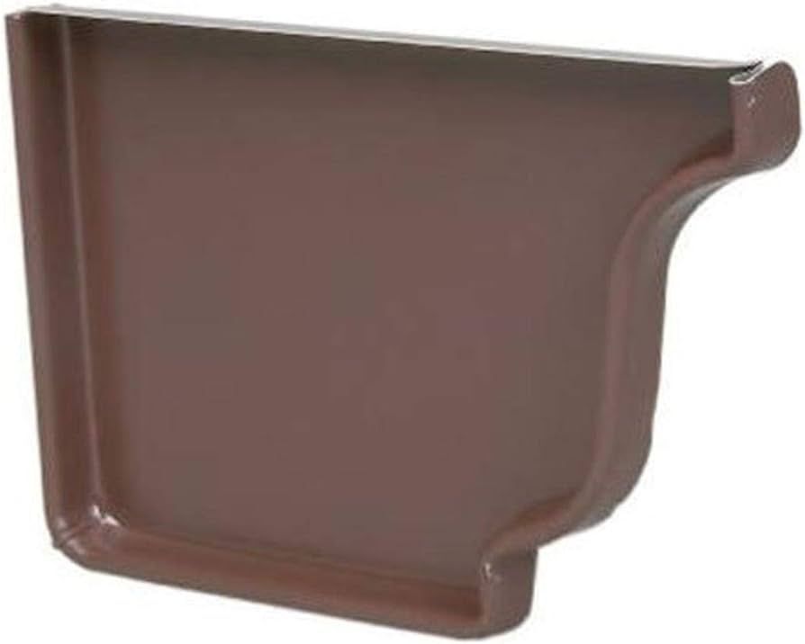 4 inch brown left hand gutter end cap for finishing a gutter run.