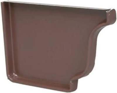 4 4 inch brown left hand gutter end cap for finishing a gutter run.