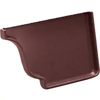 4 inch brown right hand gutter end cap for finishing a gutter run.