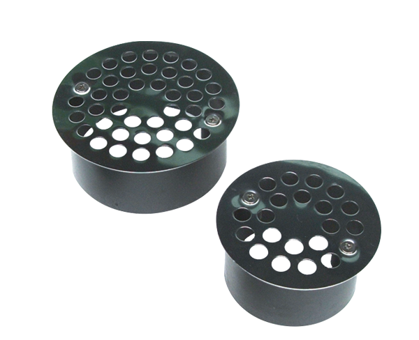 4 4 inch ABS snap-in drain cover with a stainless steel finish.