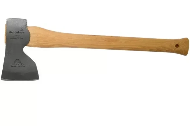 Hultafors 20 inch carpenter axe with a curved hickory handle.