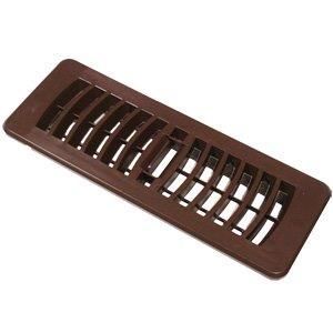 4 inch by 10 inch plastic floor register in brown for HVAC floor vents.