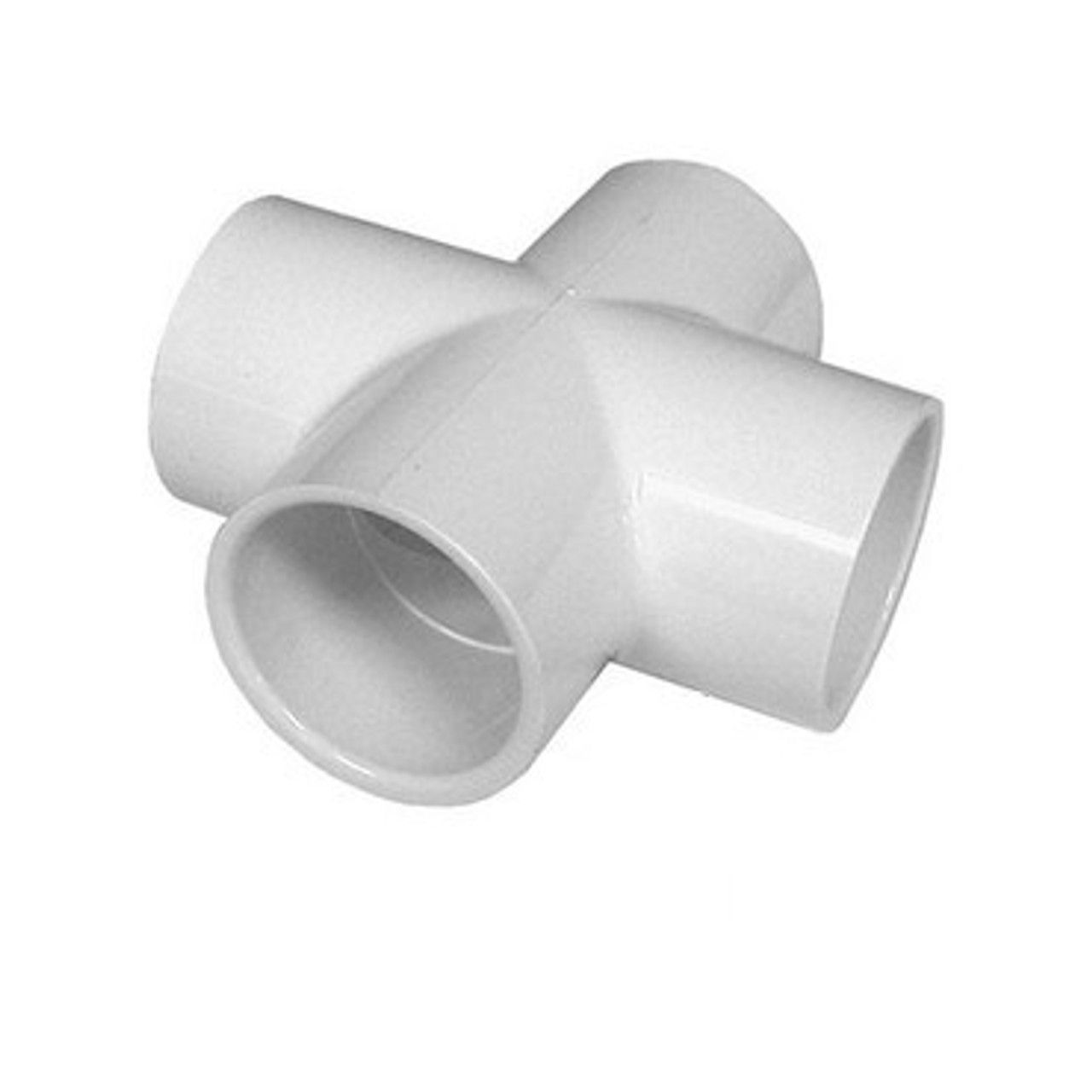 1 inch PVC cross fitting with four openings.