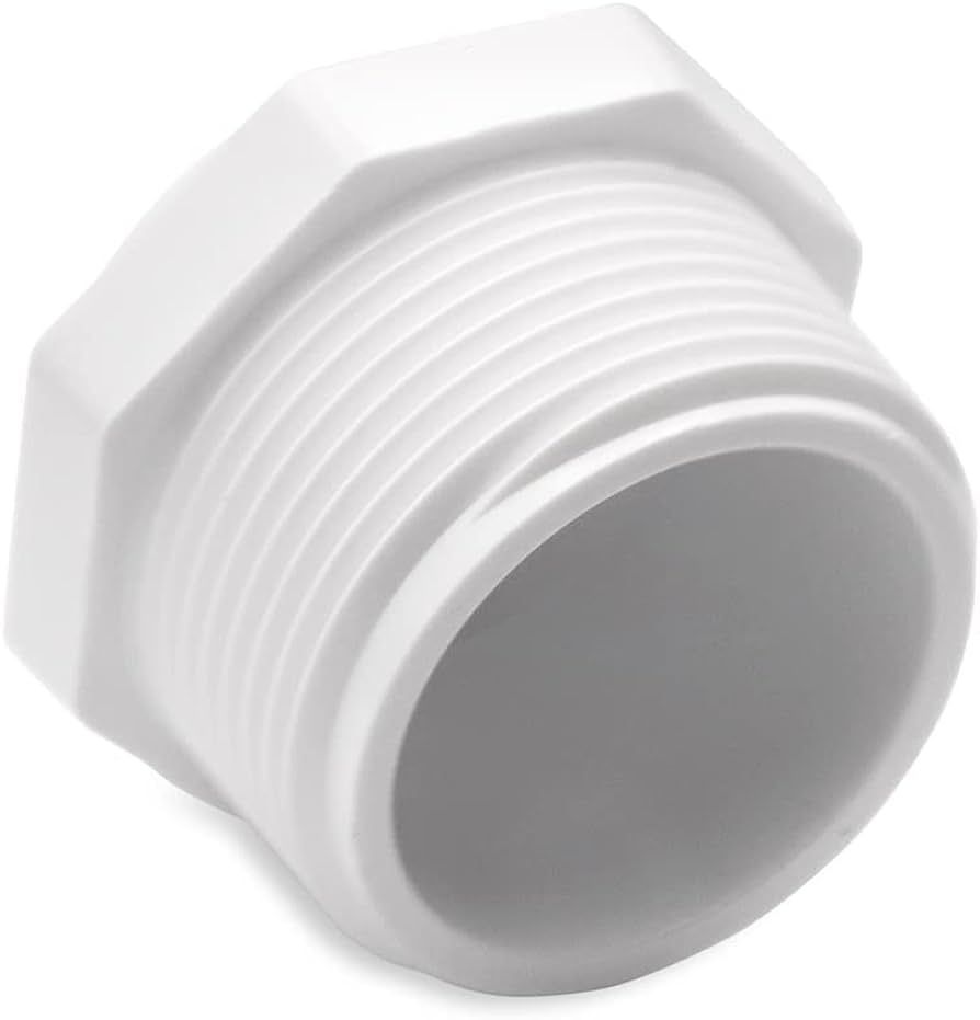 1-1/4 inch PVC threaded plug, MIP fitting.