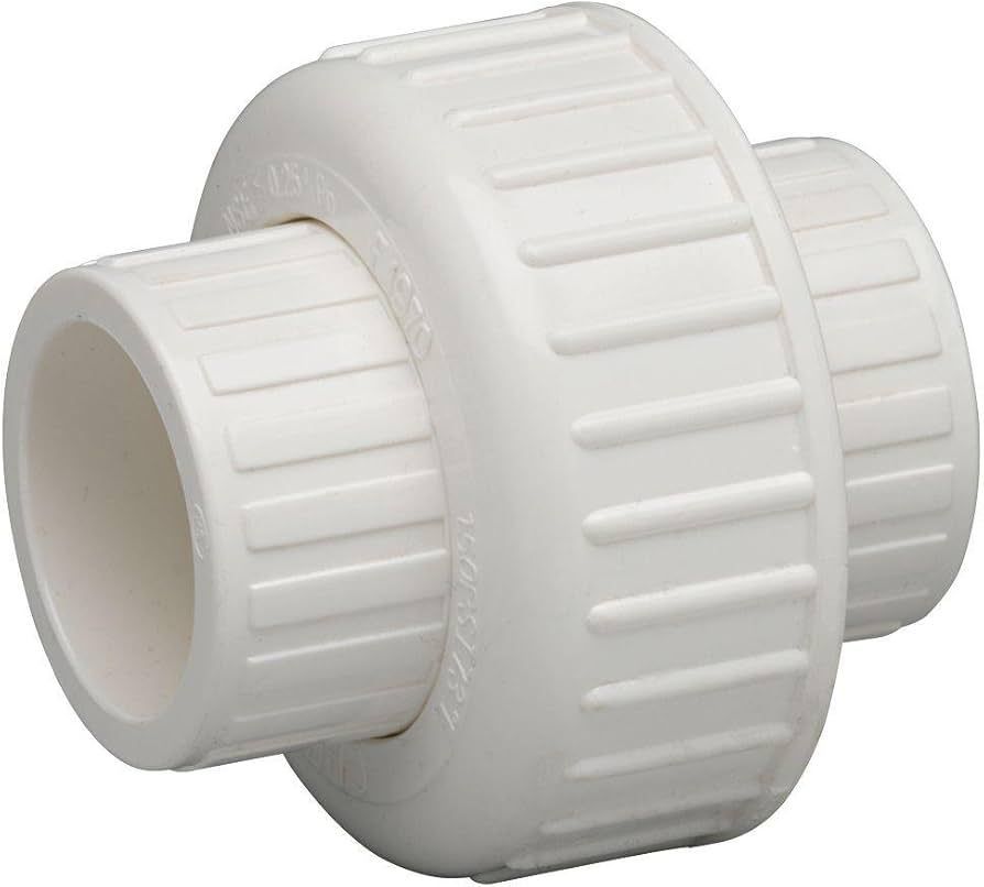 1-1/2 Inch PVC union fitting for plumbing pipe connections.