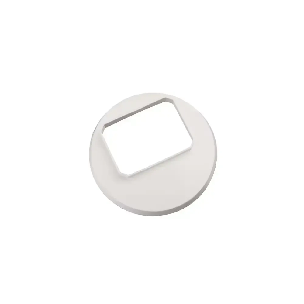 2 Inch by 3 inch round white vinyl cover for downspout systems.