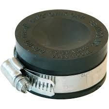 5 Inch Fernco test cap for sealing pipe ends during plumbing pressure tests.