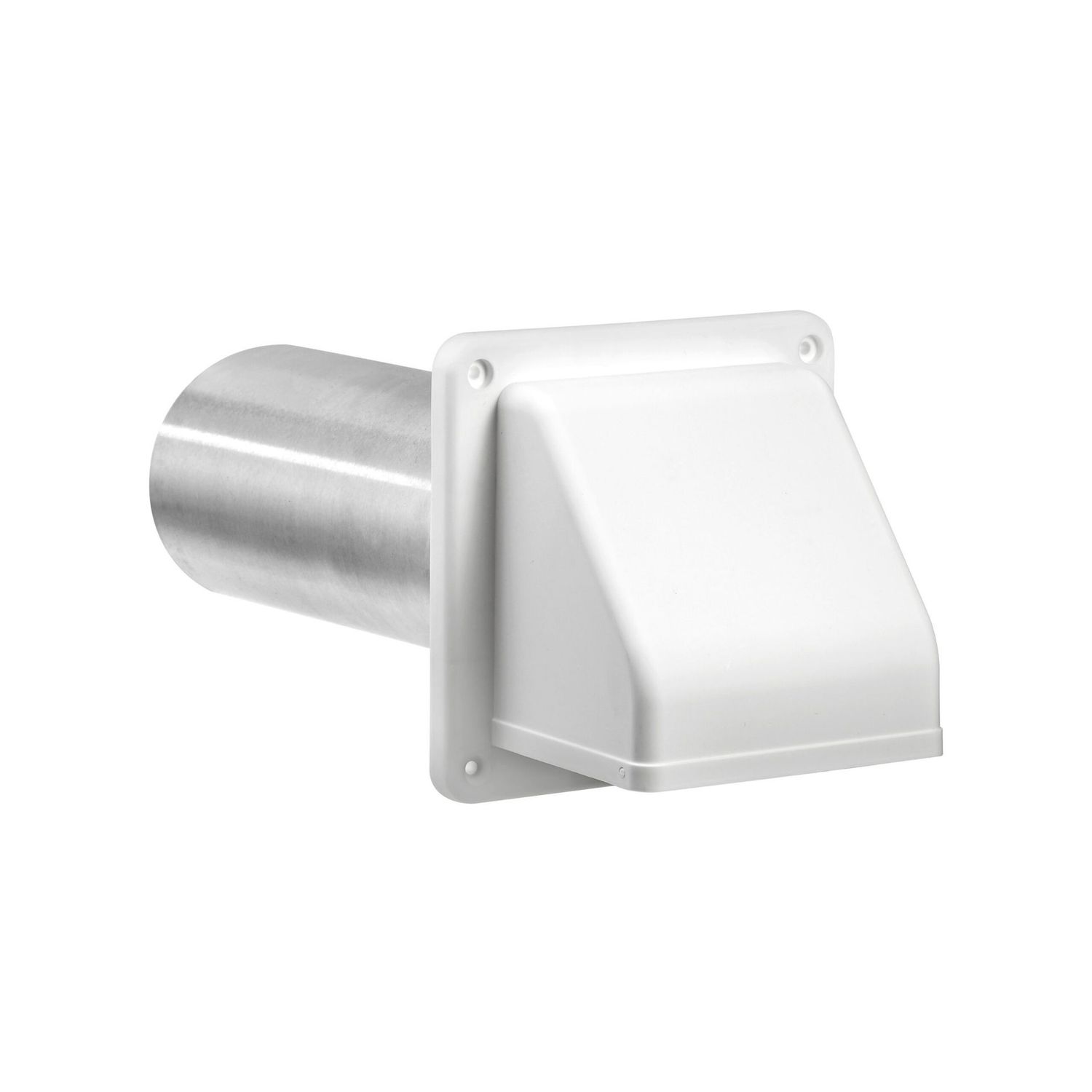 4 inch white plastic wall cap with damper, for dryer and exhaust vents.