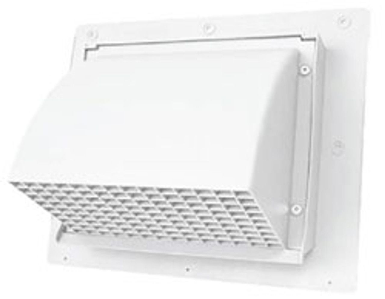6 inch plastic wall cap with damper in white for exhaust vents.