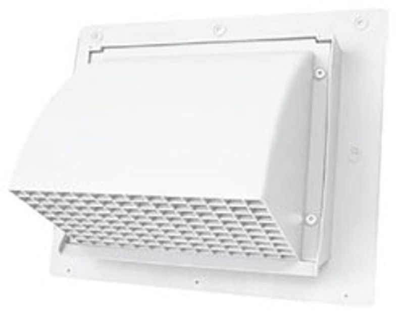 6 6 inch plastic wall cap with damper in white for exhaust vents.