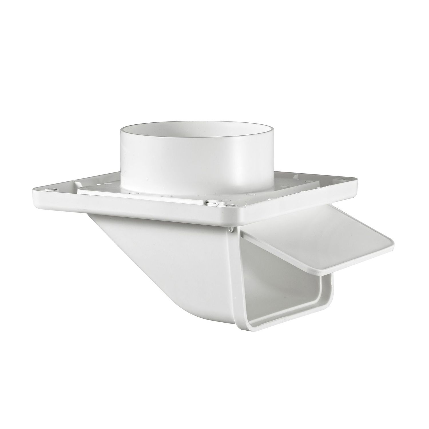 5 Inch white soffit vent with damper for controlled soffit ventilation.