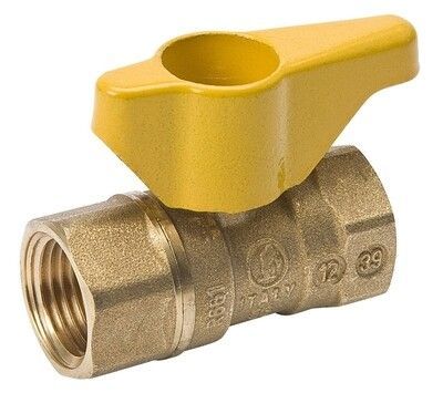 3/4 3/4 Inch gas ball valve with stub handle for tight clearance gas line installs.