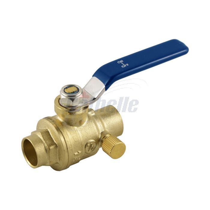 1/2 inch copper ball valve with drain feature.
