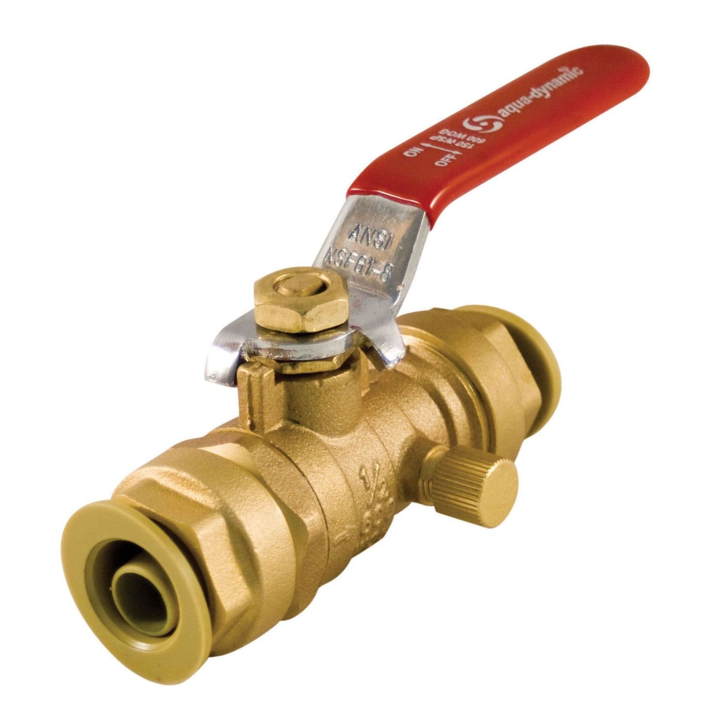 1/2 inch compression ball valve with drain feature.